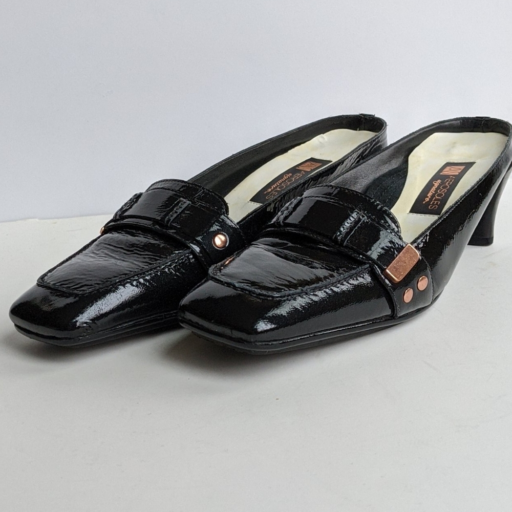 Black patent Leather Slip Ons